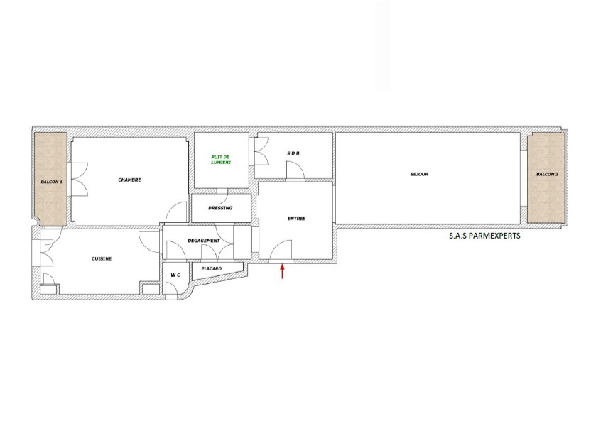 Croquis appartement F2 à vendre Nice Gambetta
