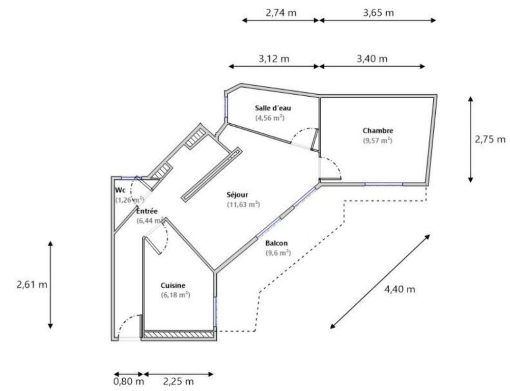 Croquis F2 dernier étage Nice François Grosso