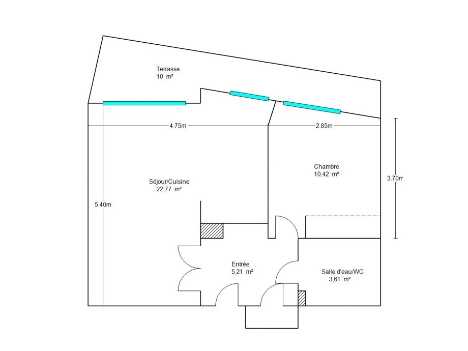 Croquis appartement F2 à vendre Nice 49 boulevard François Grosso