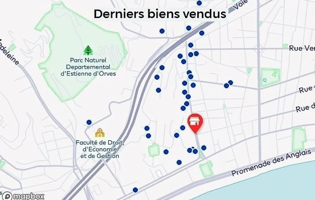 La carte des biens vendus par l'agence Istra